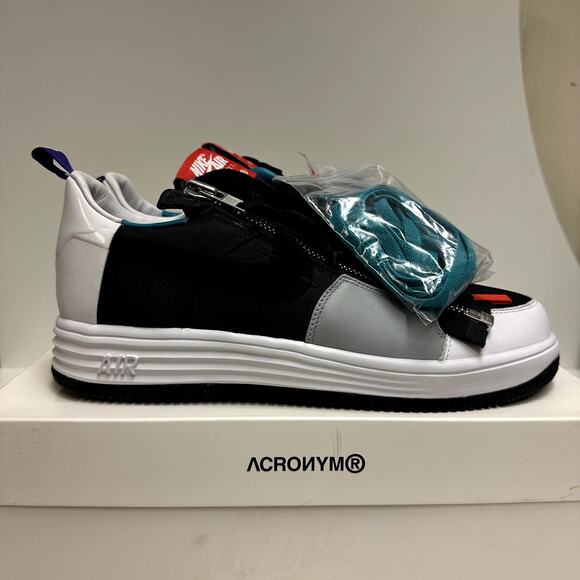 NIB NWT Nike Lunar Force 1 SP / Acronym Low Black White Sneaker Men's 9.5 - Picture 3 of 12